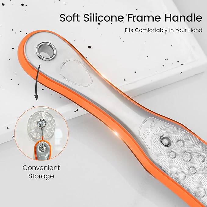 YTD likomey Stainless Steels Foot File,1 Pcs One Piece Molding Coarse Fine Double Sided Super Durable Foot Scrubber,for Wet or Dry Feet Callus Dead Skin Hard Skin Pedicure Remover Tool