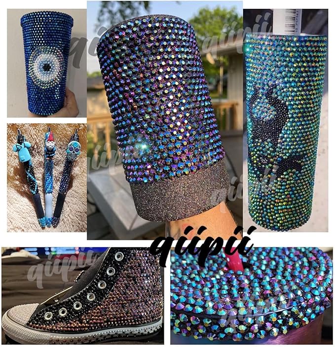 Peacok Sapphire Jelly Resin Rhinestones for Crafting 3mm 4mm 5mm Flatback Oliver Green Ink Blue Stones Gems Diamonds Crystals Charms Supplies for Nails Face Eye Makeup Tumblers Bottles Crafts