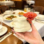 Hand Pinched Flower Ceramic Coffee Mug, Handleless 10oz Cube Cup - Image 5