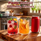 18PCS Hobnail Plastic Drinking Glasses 14 oz Beaded Cups - Image 2