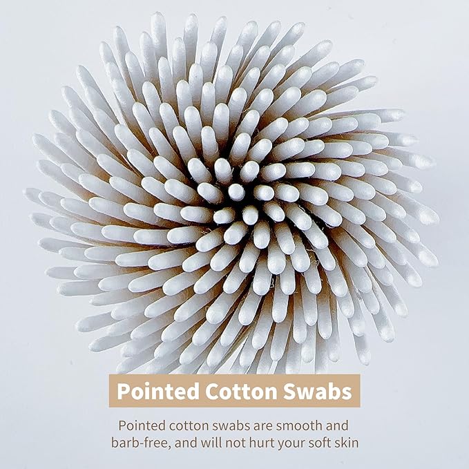 600PCS Pointed Cotton Swabs -4 Inch Wood Handle Pointed Tip Head Precision Microblading Cotton Swabs for Eyebrow Eyelash Extensions, Makeup, Nail Clean, Tattoo Permanent Supplies,