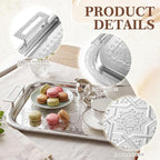 4 Pack Serving Tray with Handles 15.16 x 11.92 Inch Large Metal Plate Floral - Image 7