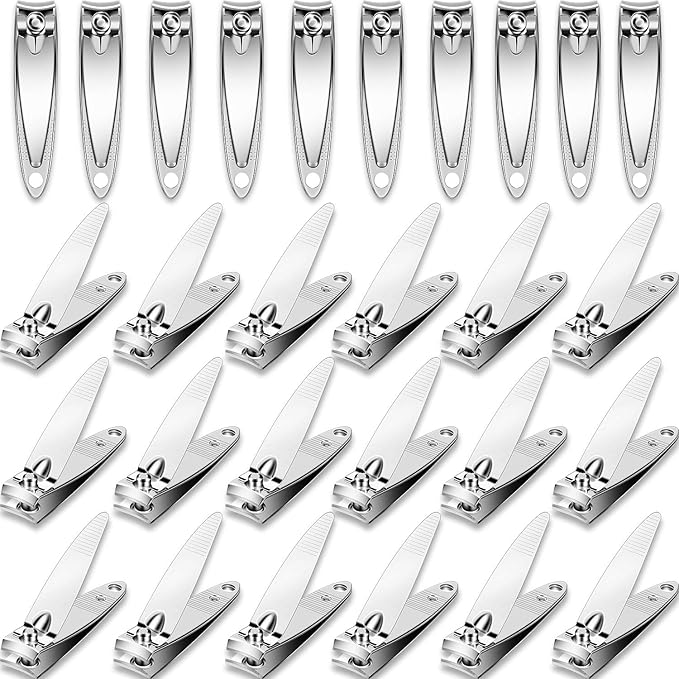 Mudder 28 Pcs Fingernail Nail Clippers Bulk Stainless Steel Toenail Clippers Thick Portable Travel Manicure Kit for Men and Women(Simple Style)