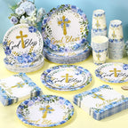 Pickmesh 250 Pcs Blue Baptism Cross Disposable Tableware Set Confirmation - Image 6