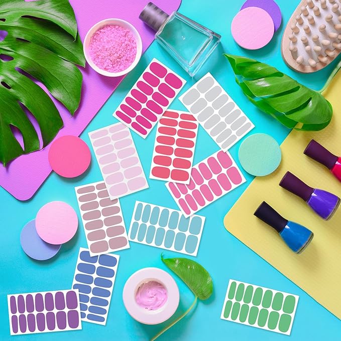 DANNEASY 24 Sheets Light Color Nail Polish Stickers Full Nail Wraps for Women Young Girl Self Adhesive Nail Polish Strips Gel Fingernail Sticker Nails with Nail File, Cuticle Stick