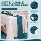 2 Pack Teal Cheesecloth Table Runner 17x108 Inch Boho Rustic Semi Sheer Gauze - Image 4
