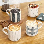 Pilnocok Ceramic Coffee Mugs Set of 4, 10 oz Blue and White Pattern Cups | - Image 3