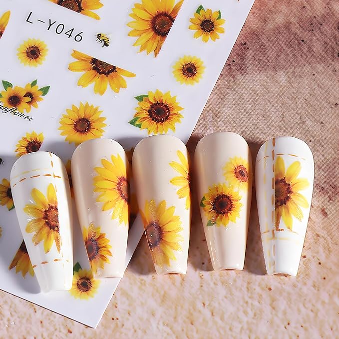 Flower Nail Art Stickers, Luminous Nail Art Decals 3D Self-Adhesive Flowers Fairy Butterfly Floral Leaf Nail Design 6PCS Luminous Nail Art Supplies for Women Nail Decoration