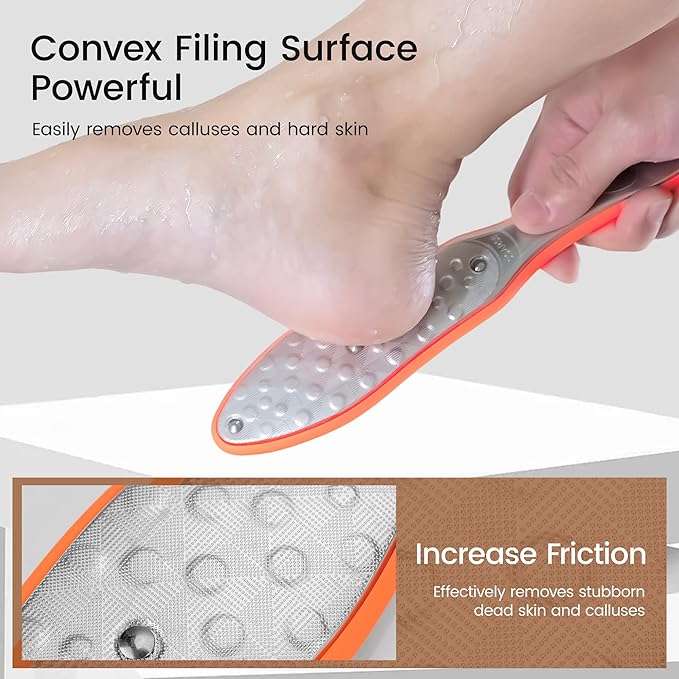 YTD likomey Stainless Steels Foot File,1 Pcs One Piece Molding Coarse Fine Double Sided Super Durable Foot Scrubber,for Wet or Dry Feet Callus Dead Skin Hard Skin Pedicure Remover Tool