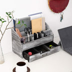 canwedance Distressed Rustic Wooden Office Desk Organizer 5 Compartment - Image 6