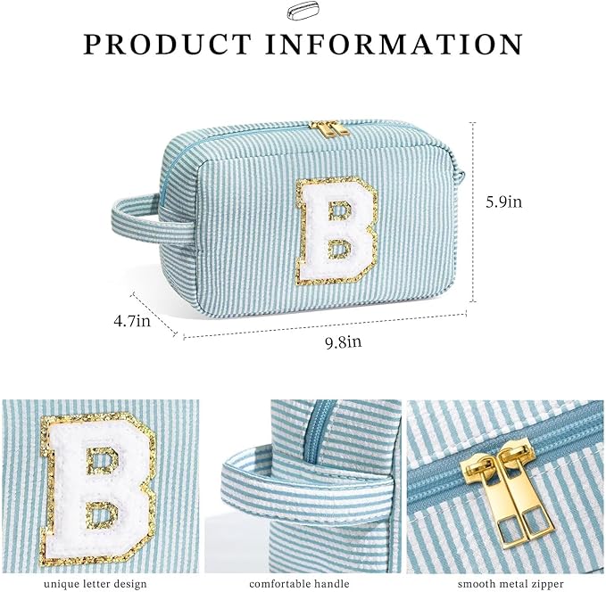YOOLIFE Bridesmaid Gifts for Wedding Day - Bridesmaid Proposal Gifts, Bridal Shower Gifts, Bride To Be Gifts, Maid of Honor Gifts, Bachelorette Party Gift for Bride, Initial Makeup Bags for Women B