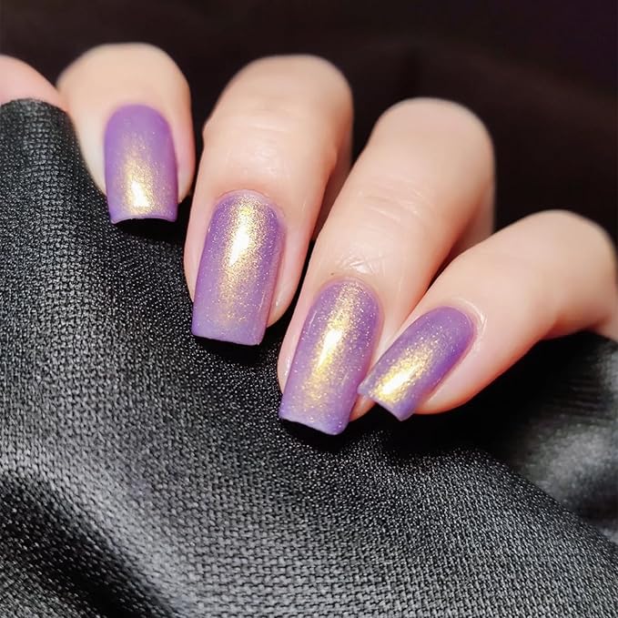 COSMOO Purple Golden Shimmer Quick Dry Nail Polish, 0.41 Fl Oz (Pack of 1), Red