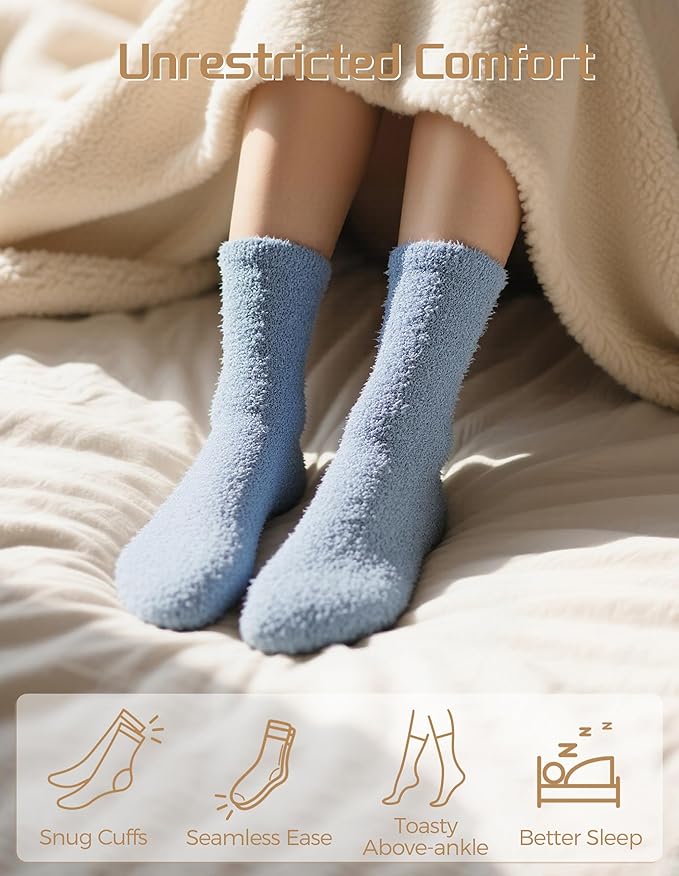 TEHOOK Warm & Cozy Gifts for Women, Stocking Stuufers, Fluffy Fuzzy Plush Sleeping Slipper Socks - Soft Warm Fabric