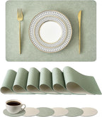 Leetaltree Reversible Faux Leather Placemats and Coasters Set of 12, 12x17 Inch by Leetaltree-ArtatEveryTable