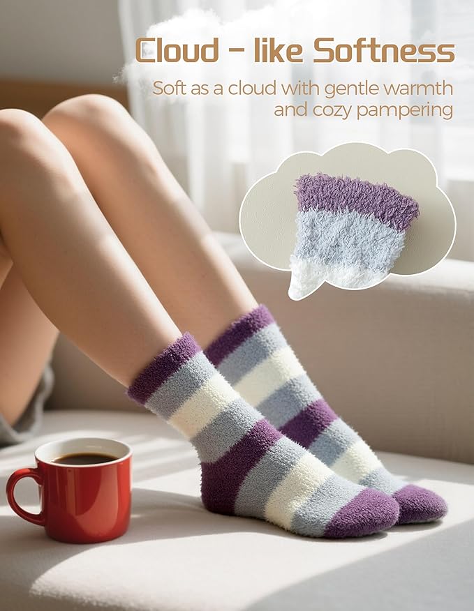 TEHOOK Warm & Cozy Gifts for Women, Stocking Stuufers, Fluffy Fuzzy Plush Sleeping Slipper Socks - Soft Warm Fabric