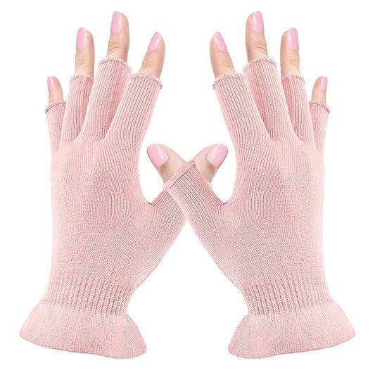 MIG4U Fingerless Moisturizing Gloves, Half Finger Touchscreen Beauty Glove for Eczema, SPA, Dry Hands, Skin Treatment, Summer Sun UV Protection, Pink, 1 Pairs S/M