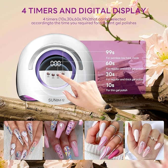 LED UV lamp for nails,200W UV lamp for gel nail polish dryer professional nail lamp, UV light for nails with 42 beads, auto sensor led gel nail lamp