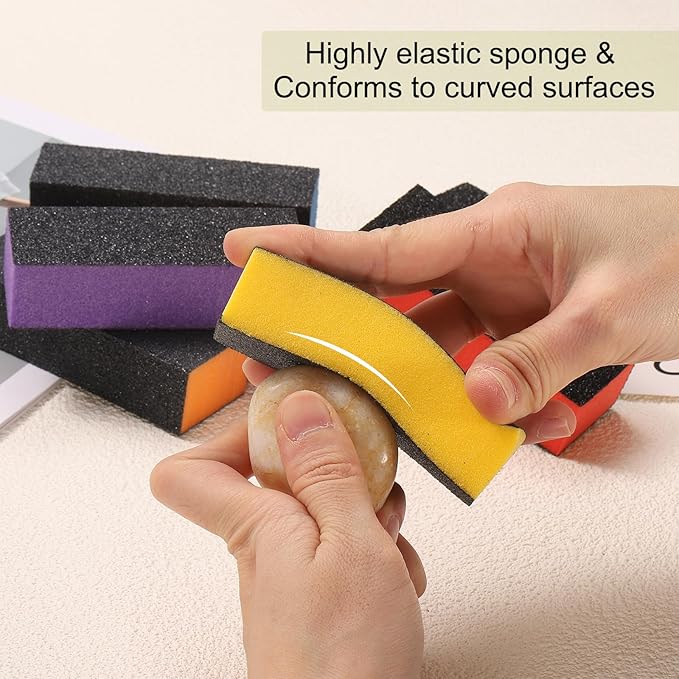 HARFINGTON 15pcs Nail Buffer Blocks 60/80/80 3 Sided Grit Nail Sanding Buffing File Block Manicure Tool for Acrylic Nail Shine Polishing Buffer, Purple