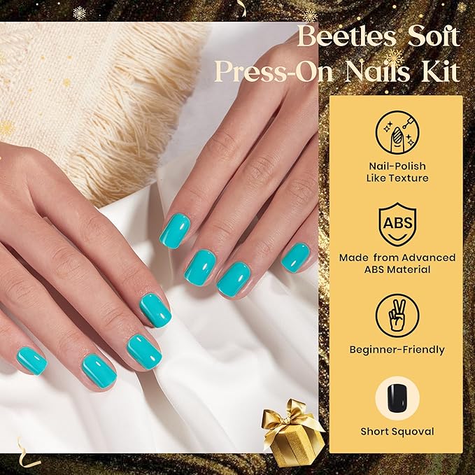 Beetles Press on Nails Kit 576Pcs 24 Colors, Press on Nails Short Square Glossy Matte With Nail Glue & Nail Tabs Stickers, Natural Fit Lightweight Squaval Fake Nails Kit Art For Women Girls