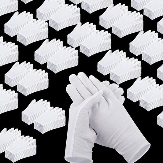 Jecery White Cotton Gloves Bulk Pack Moisturizing Overnight Dry Hand Eczema Thin Inspection Liner for Jewelry Coin Collection