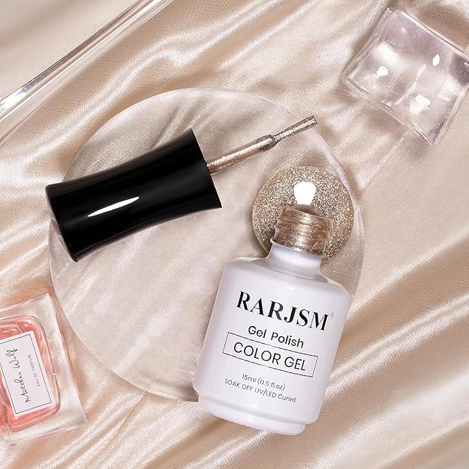 RARJSM Cat Eye Gel Nail Polish Nude Skin Tone Color Silver Glitter 15ml 9D Cateye Galaxy Universal Shimmer Velvet Ice Gel Polish with Magnetic Stick UV LED Curing Require Soak Off Home Salon