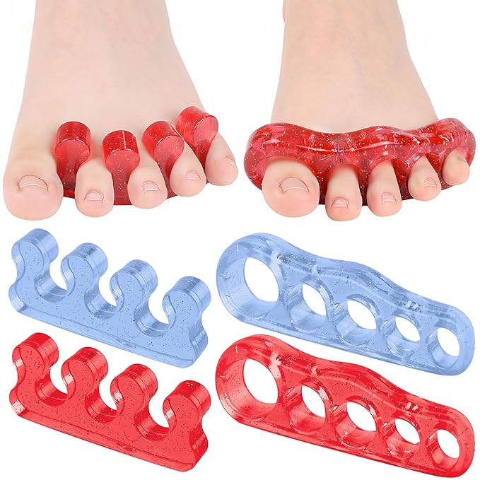 Dr. JK- ToePal Gel Toe Separator, 4 Pairs, Toe Spacers, Bunion Corrector, Pink & Purple, Christmas Gifts