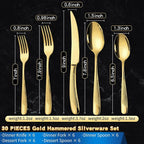 30-Piece Hammered Gold Silverware Set - Image 3
