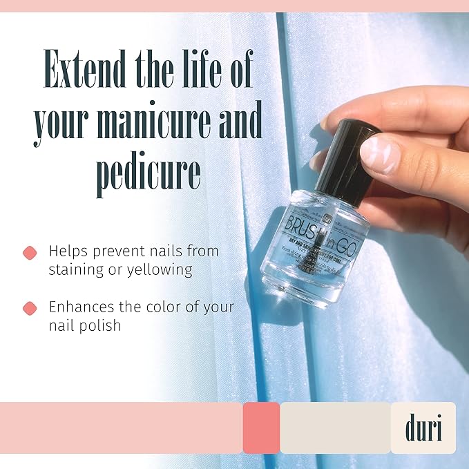 duri Brush'n Go Dry and Shine Speedy Top Coat, Fast Dry Top Coat Nail Polish - 0.45 fl.oz. (pack of 1)