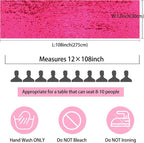 12 Packs Sequin Table Runner Hot Pink 12 X 108 Inch Glitter Dining Table Runner - Image 3