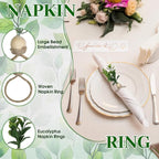 MAOANME Rustic Eucalyptus Leaf Napkin Rings - Image 3