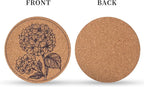 Cork Coasters for Drinks Absorbent Non Slip 12pcs 4 Inch Flower | Coaster for - Image 3