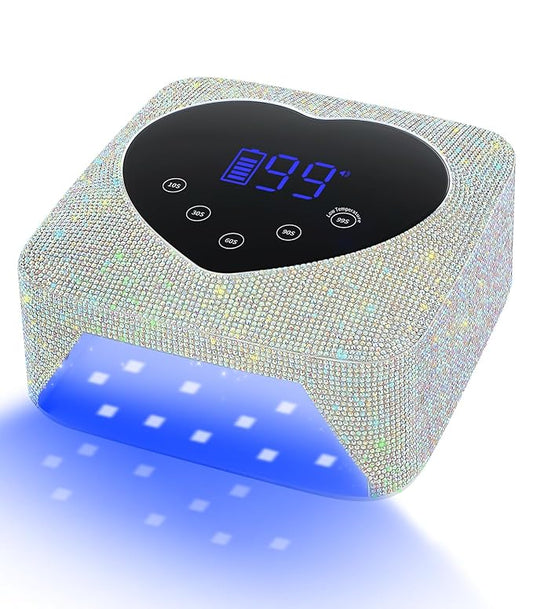 Cordless UV Nail Lamp for Gel Nails 72W, Rechargeable Diamond LED Nail Dryer with 5 Timer Setting, Touch Control & Auto Sensor, Fast Nail Light Curing Lamp for Salon & Home