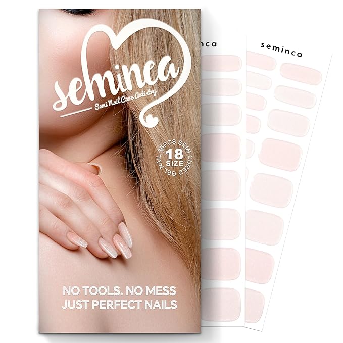 Semi Cured Gel Nail Strips-Salon Quality Semi-Cured Gel Press On Nails Stickers Strengthening Quick DIY Nail Art Manicure Kits for Women at Home 14-Day Wear(Romantic Pink)