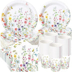 250 Pcs Wildflower Party Decorations Include Spring Summer Floral Paper Plates by Ziliny