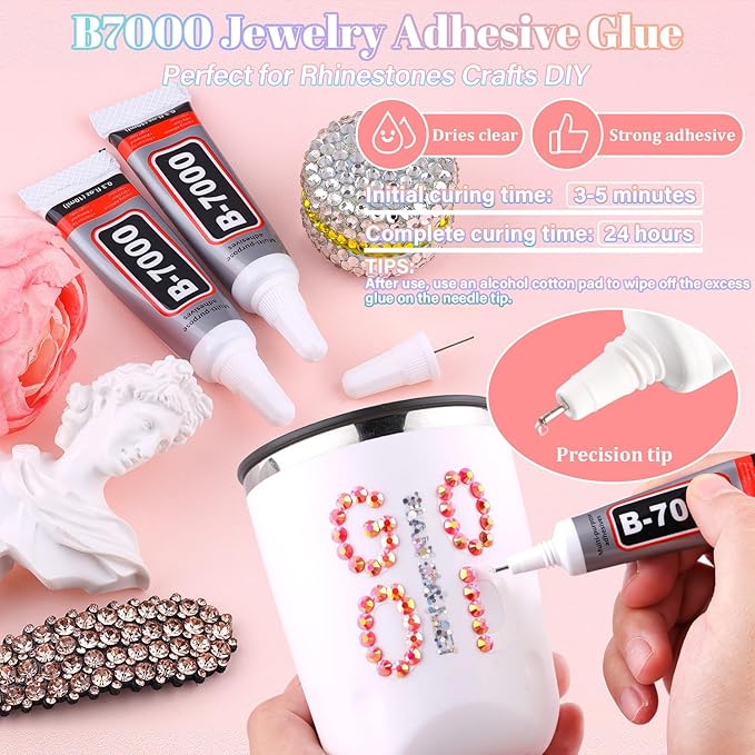 30000Pcs Resin Red AB Rhinestones for Bedazzling Crafting with b7000 Jewelry Glue, Bulk Flatback Gems Bedazzler Kit for Crafts Clothes Shoes Fabric Nail Diamond Art, Assorted Size 2/3/4/5/6mm