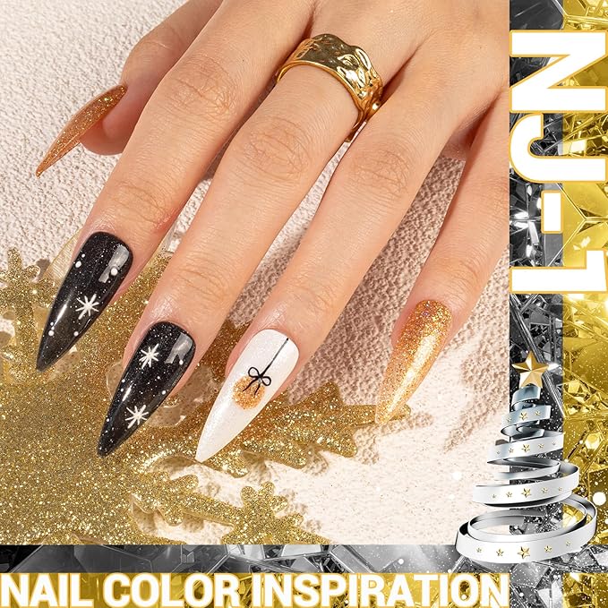 MelodySusie Black Glitter Gel Nail Polish,0.5fl oz Black Diamond Glitter Soak Off UV LED Reflective Glitter Gel Polish Gift for Women Nail Art Manicure Salon DIY Nail Design Decoration at Home- NJ-1