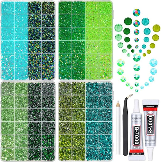 8 Color 2-6mm Green Jelly Resin Rhinestones w B7000 Jewelry Glue for Bedazzling Crafting Flatback Stones Gems Diamonds for Nails Face Eyes Makeup Tumblers Bottles DIY Crafts Clothes Shoes Phone