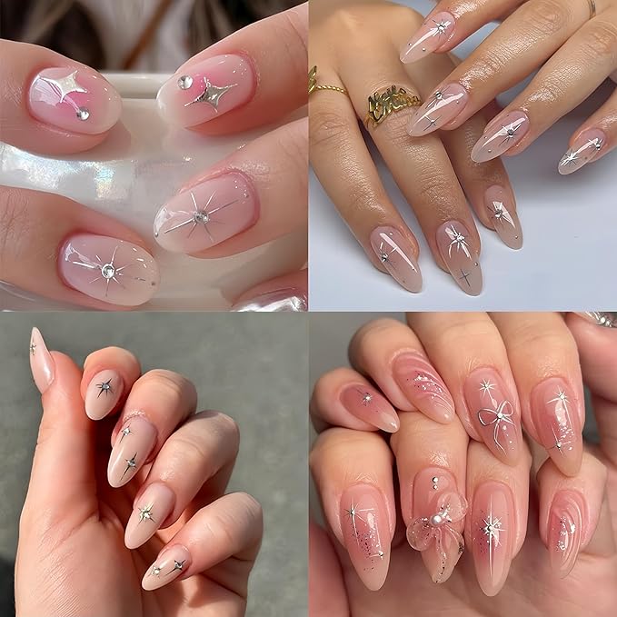 5D Self-Adhesive Glitter Diamond Stars Nail Art Stickers Sparkling Rhinestone Crystal Stars Luxury Design for Women Girls DIY Nail Decoration