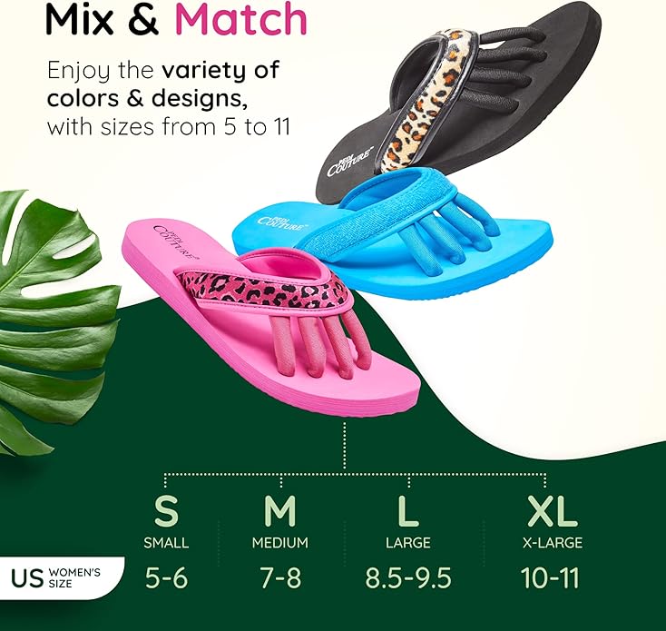 Pedi Couture Pedicure Sandals with Built In Toe Separators for Women - Comfortable Spa Style Flip Flops for Home, Salon, Yoga & Gym Use