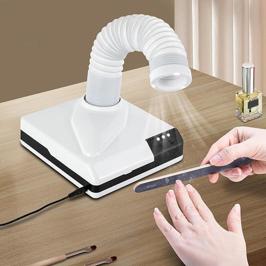 Nail Dust Collector, 60W Dental Polishing Dust Collector with Fan and LED Dual Function Low Noise Dust Suction Machine with Large Caliber Vacuum Cleaner Hose(2.4 In) for Dental Lab Nail Salon (White)
