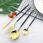 JASHII Flatware Serving Set 24 Piece, Stainless Steel Silverware Set, Titanium - Image 6