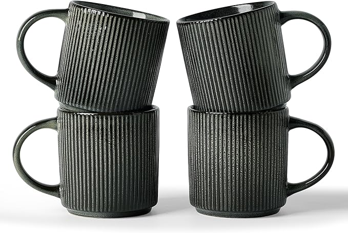 famiware Coffee Mug Set for 4, Star 12 oz Catering Mugs Cup Set by Famiware