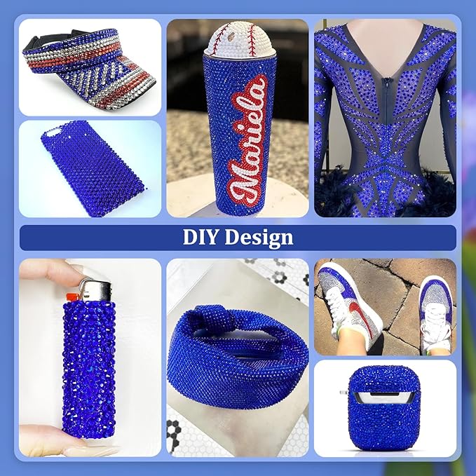Resin Rhinestones for Crafting, 2 Boxeses Royal Blue Multi Sizes Flatback Bedazzling Crystals for Crafts Nail Art Deco, Non Hotfix Gems Charms for Tumbler Shoes Clothing Fabric Face Makeup
