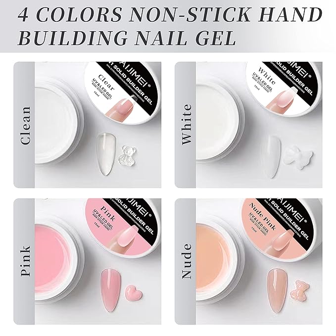 AIJIMEI 4in1 Nail Extension Builder GelNon-stick Hand Building Nail GelClear HardGel for Nails Extension Gel DIY Home GelManicure(Clear 15ml/0.5fl.oz)