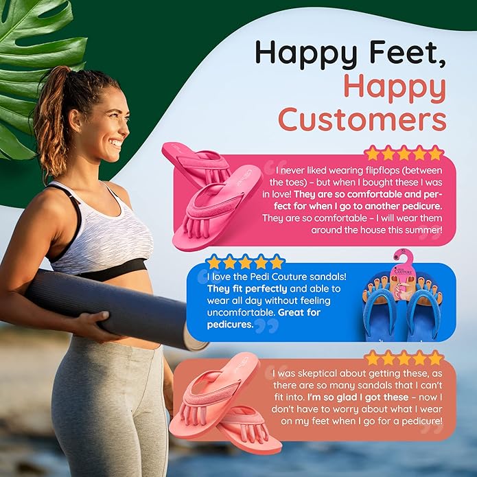 Pedi Couture Pedicure Sandals with Built In Toe Separators for Women - Comfortable Spa Style Flip Flops for Home, Salon, Yoga & Gym Use