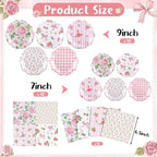 NatNarr 50 Set Pink Floral Plates and Napkins Fancy Tea Party Decor | 9" Floral - Image 2
