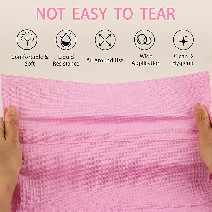 490pcs Disposable Nail Mats Foldable Nail Paper Towels, Table Acrylic Nail Practice Sheet, 3 Ply Waterproof Clean Nail Table Practice Mat for Salon Manicure Tattoo,Nail Art Accessories 13"x18"(Pink)