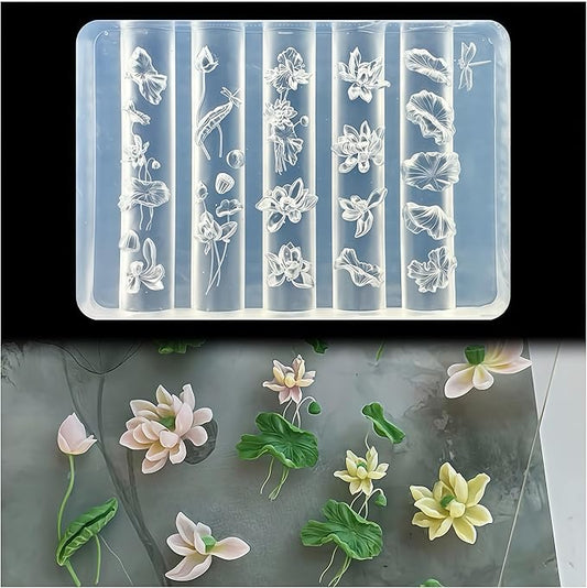 3D Lotus Nail Art Molds Flower Design, Silicone Nails Tool Y2k Decoration