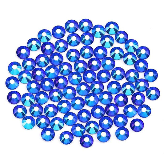 Novani Rhinestones 3000Pcs Flatback Crystal Round Loose Gemstones Glass Rhinestones for Crafts Makeup Nail Art Clothes Shoes DIY Decorations(SS10, 2.7-2.9mm,Sapphire AB)