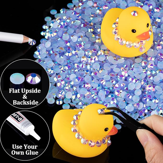 2000pcs 6mm Resin Rhinestones Bulk, Sky Blue AB Flatback Round Jelly Rhinestones Bedazzling Non Hotfix Crystal Gems Large Quantity Wholesale for DIY Crafts Clothes Tumblers Face Makeup Manicure